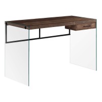 Homeroots Office 23.75-Inch X 48-Inch X 30-Inch Brown Black Clear Particle Board - Computer Desk