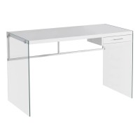 2375 X 48 X 30 White Clear Particle Board Glass Metal Tempered Glass Computer Desk