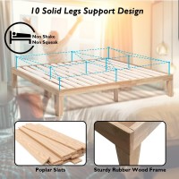 Giantex King Wood Platform Bed Frame, 14 Inch Solid Rubber Wood Mattress Foundation, Heavy Duty Wood Slats Support, No Box Spring Needed, Easy Assembly, Natural