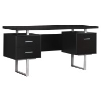 2375 X 60 X 3025 Cappuccino Silver Particle Board Hollow Core Metal Computer Desk With A Hollow Core