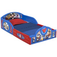 Disney Mickey Mouse Plastic Sleep And Play Toddler Bed With Attached Guardrails By Delta Children