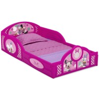 Disney Minnie Mouse Plastic Sleep And Play Toddler Bed With Attached Guardrails By Delta Children