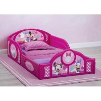 Disney Minnie Mouse Plastic Sleep And Play Toddler Bed With Attached Guardrails By Delta Children