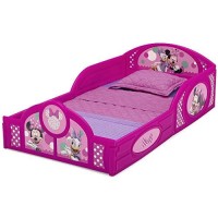 Disney Minnie Mouse Plastic Sleep And Play Toddler Bed With Attached Guardrails By Delta Children