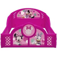 Disney Minnie Mouse Plastic Sleep And Play Toddler Bed With Attached Guardrails By Delta Children