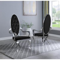 Velvet Side Arm Chair Set of 2 Stainless Steel Black