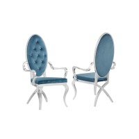 Velvet Arm Chair Set of 2 Stainless Steel Teal