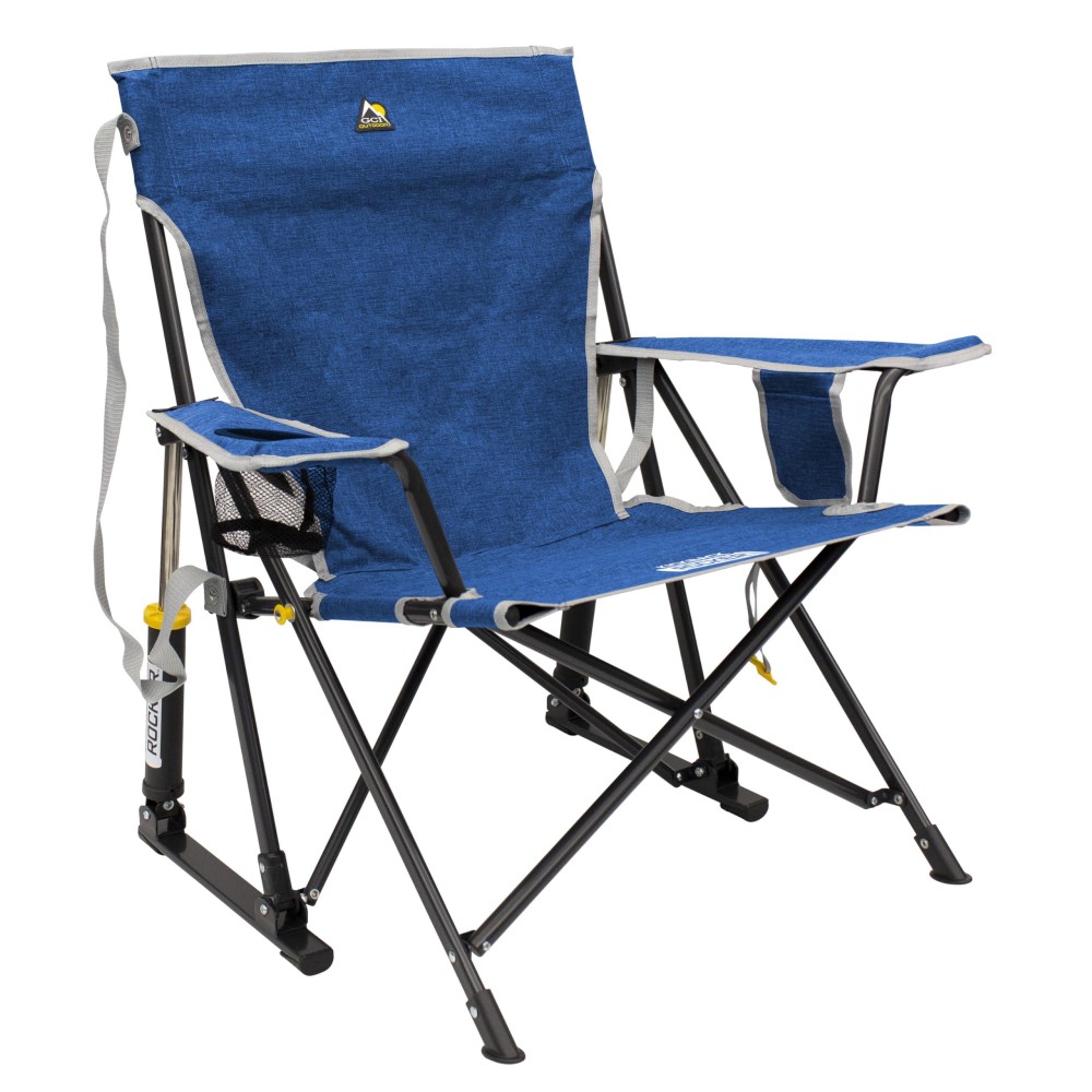 Gci Outdoor Kickback Rocker Portable Rocking Chair & Outdoor Camping Chair, Heathered Royal Blue