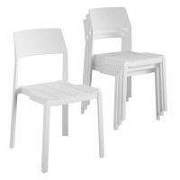 Novogratz Poolside Collection Chandler Stacking Dining Chairs Indooroutdoor 4Pack Charcoal