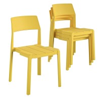 Novogratz 87817Ylw4E Poolside Collection Chandler Stacking 4Pack Bright Yellow Dining Chairs