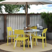 Novogratz 87817Ylw4E Poolside Collection Chandler Stacking 4Pack Bright Yellow Dining Chairs