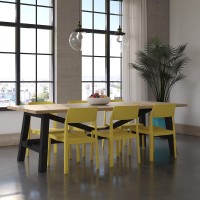 Novogratz 87817Ylw4E Poolside Collection Chandler Stacking 4Pack Bright Yellow Dining Chairs