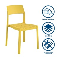 Novogratz 87817Ylw4E Poolside Collection Chandler Stacking 4Pack Bright Yellow Dining Chairs