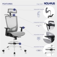 Nouhaus Ergodraft - Ergonomic Draft Chair, Computer Chair And Office Chair With Headrest. Rolling Swivel Chair With Wheels (Grey)