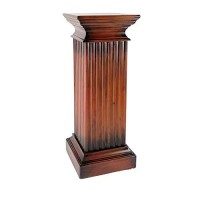 Benjara Transitional Style Square Top Pedestal Stand, Brown