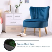 Giantex Velvet Accent Chair, Upholstered Modern Sofa Chair W/Wood Legs, Thickly Padded, Small Armless Wingback Club Chairs For Living Room Bedroom Furniture