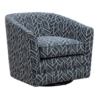 Wallace Bay Rivers Swivel Accent Chair Graphic Navy