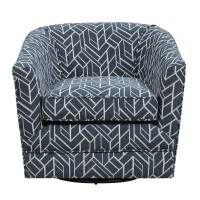 Wallace Bay Rivers Swivel Accent Chair Graphic Navy