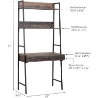 OS Home and Office Furnitur Ladder Style Desk with Drawer and Two Shelves with Metal Uprights