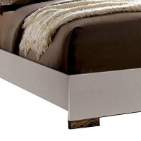 Benjara Contemporary Full Bed With Led Trim And Lacquer Coating, White And Gray