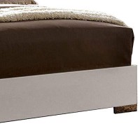 Benjara Contemporary Full Bed With Led Trim And Lacquer Coating, White And Gray