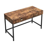 Benjara Industrial Grained Wooden Computer Desk With 2 Drawers, Brown And Black