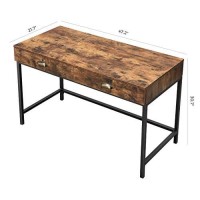 Benjara Industrial Grained Wooden Computer Desk With 2 Drawers, Brown And Black