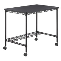 Safco Products 5203BL Mobile Home Office Kitchen Garage Wire Desk Steel Frame MultiUse Melamine Top Wheeled or Stationary