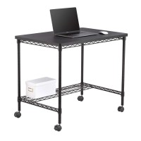 Safco Products 5203BL Mobile Home Office Kitchen Garage Wire Desk Steel Frame MultiUse Melamine Top Wheeled or Stationary