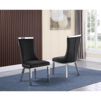 Tufted Dining Side Chair in Dark Grey Linen Set of 2