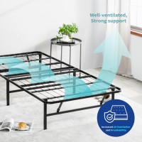 Olee Sleep 14 Inch Foldable Metal Platform Bed Frame Steel Mattress Foundation Comfort Base Easy Under Bed Storage No Box Sp