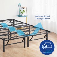 Olee Sleep 14 Inch Foldable Metal Platform Bed Frame Steel Mattress Foundation Comfort Base Easy Under Bed Storage No Box Sp