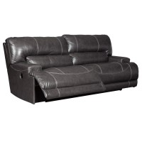 2 Seat Power Reclining Sofa with Stitch Details and Track Arms, Gray