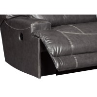2 Seat Power Reclining Sofa with Stitch Details and Track Arms, Gray