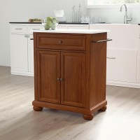 Alexandria Stone Top Portable Kitchen IslandCart CherryWhite