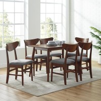 Landon 7Pc Dining Set Mahogany Table 6 Wood Chairs