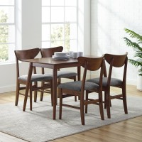 Landon 5Pc Dining Set Mahogany Table 4 Wood Back Chairs