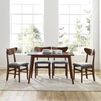 Landon 5Pc Dining Set Mahogany Table 4 Wood Back Chairs