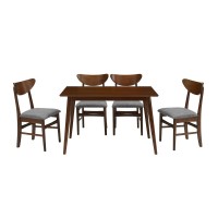 Landon 5Pc Dining Set Mahogany Table 4 Wood Back Chairs