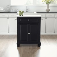 Cambridge Stone Top Portable Kitchen IslandCart BlackWhite