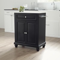 Cambridge Stone Top Portable Kitchen IslandCart BlackWhite