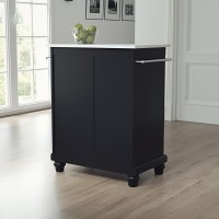 Cambridge Stone Top Portable Kitchen IslandCart BlackWhite