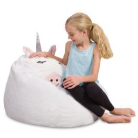 Posh Creations Cute Soft And Comfy Bean Bag Chair For Kids Large Animal White Unicorn