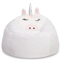 Posh Creations Cute Soft And Comfy Bean Bag Chair For Kids Large Animal White Unicorn