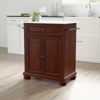 Alexandria Stone Top Portable Kitchen IslandCart MahoganyWhite