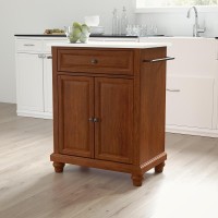 Cambridge Stone Top Portable Kitchen IslandCart CherryWhite