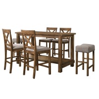 Best Master Furniture Janet 7 Piece Wood Counter Height Dining Set in Driftwood