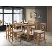 Best Master Furniture Janet 7 Piece Wood Counter Height Dining Set in Driftwood