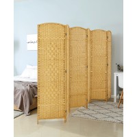 Jostyle Room Divider 6Ft. Tall Extra Wide Extra Wide Privacy Screen, Folding Privacy Screens With Diamond Double-Weave Room Dividers And Freestanding Room Dividers Privacy Screens(Yellow, 6-Panel)