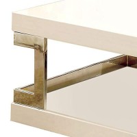 Benjara Contemporary Coffee Table With Chrome Frame Accents, Silver And White